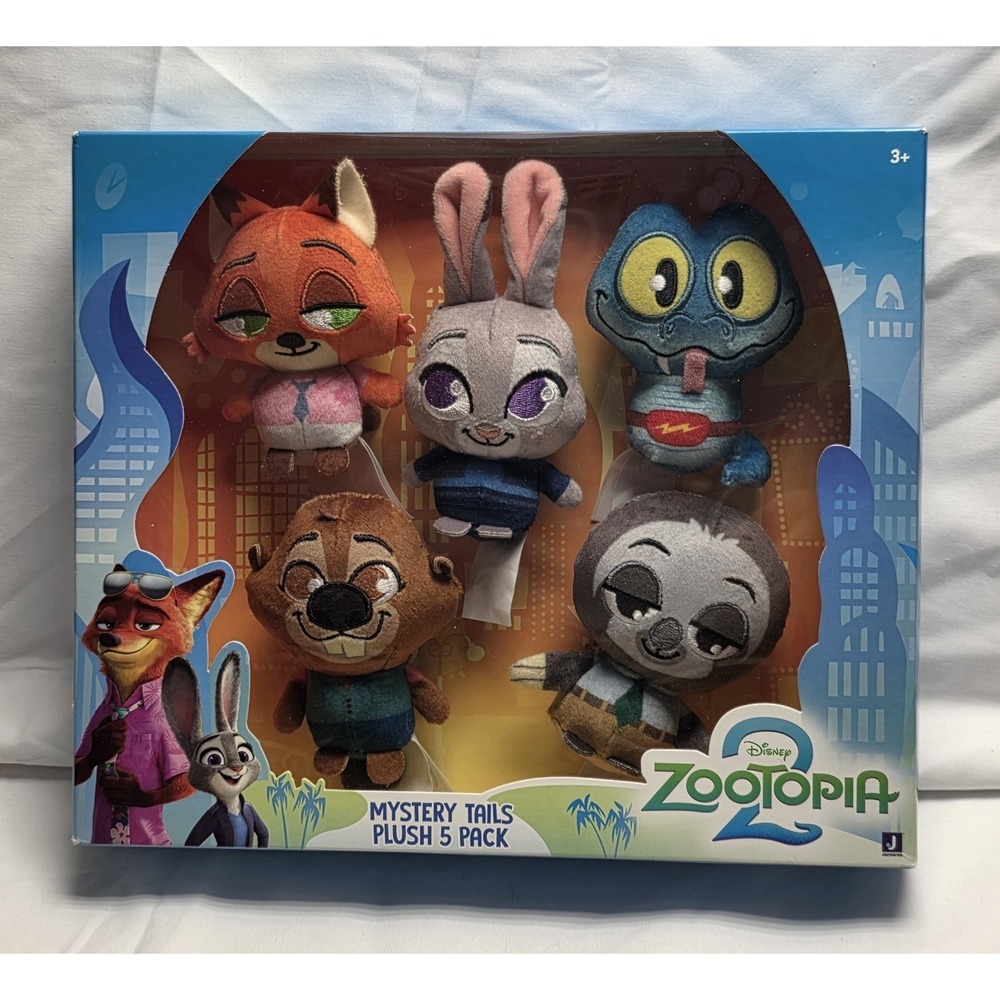 Disney's Zootopia 2 3" Mystery Tails 5-Pack Mini Plush Figures for Kids 3+ Ages